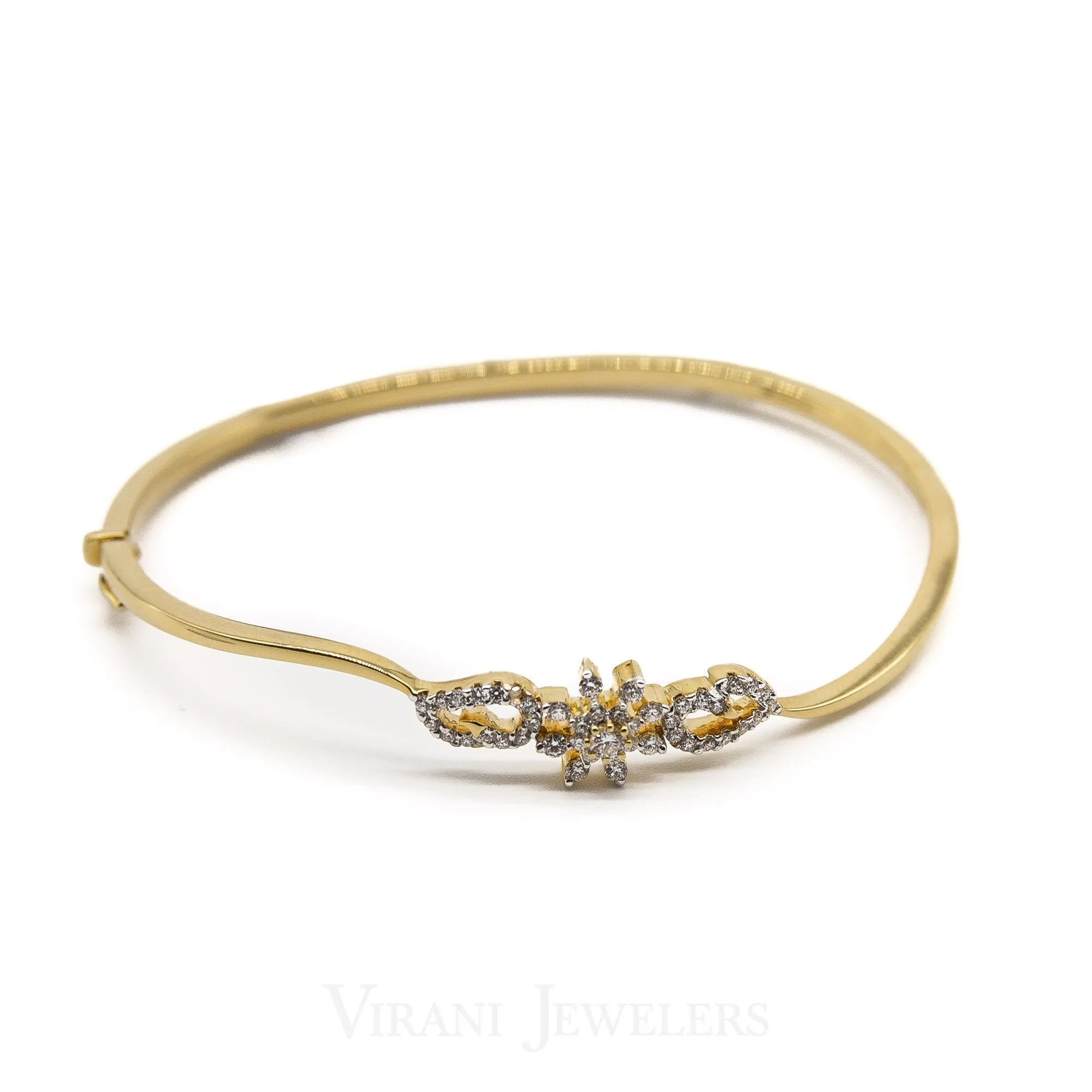 0.5CT Minimal Twist Diamond Cuff Bracelet Set in 18K Yellow Gold