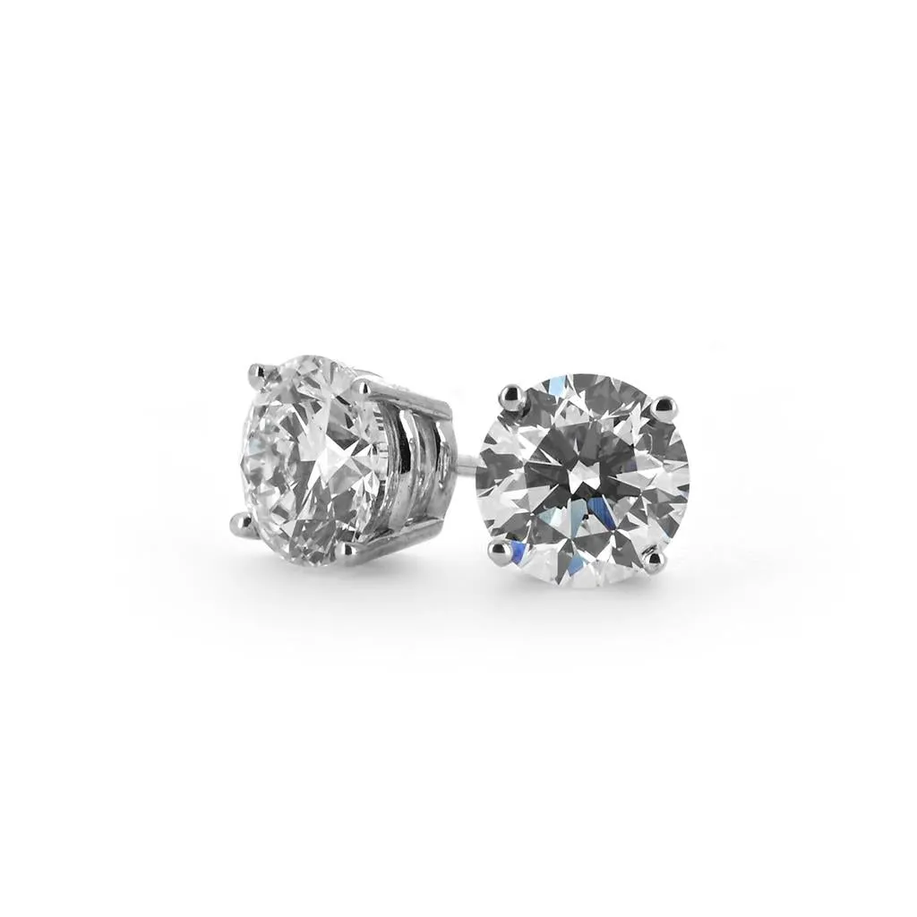 0.85ctw Round Diamond Stud Earrings - 4 Prong - White Gold