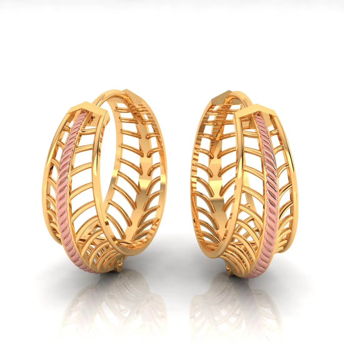 14k Gold Earrings With A Very Unique Design