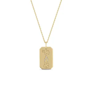 14k Lucky Medium Square Edge Dog Tag Necklace