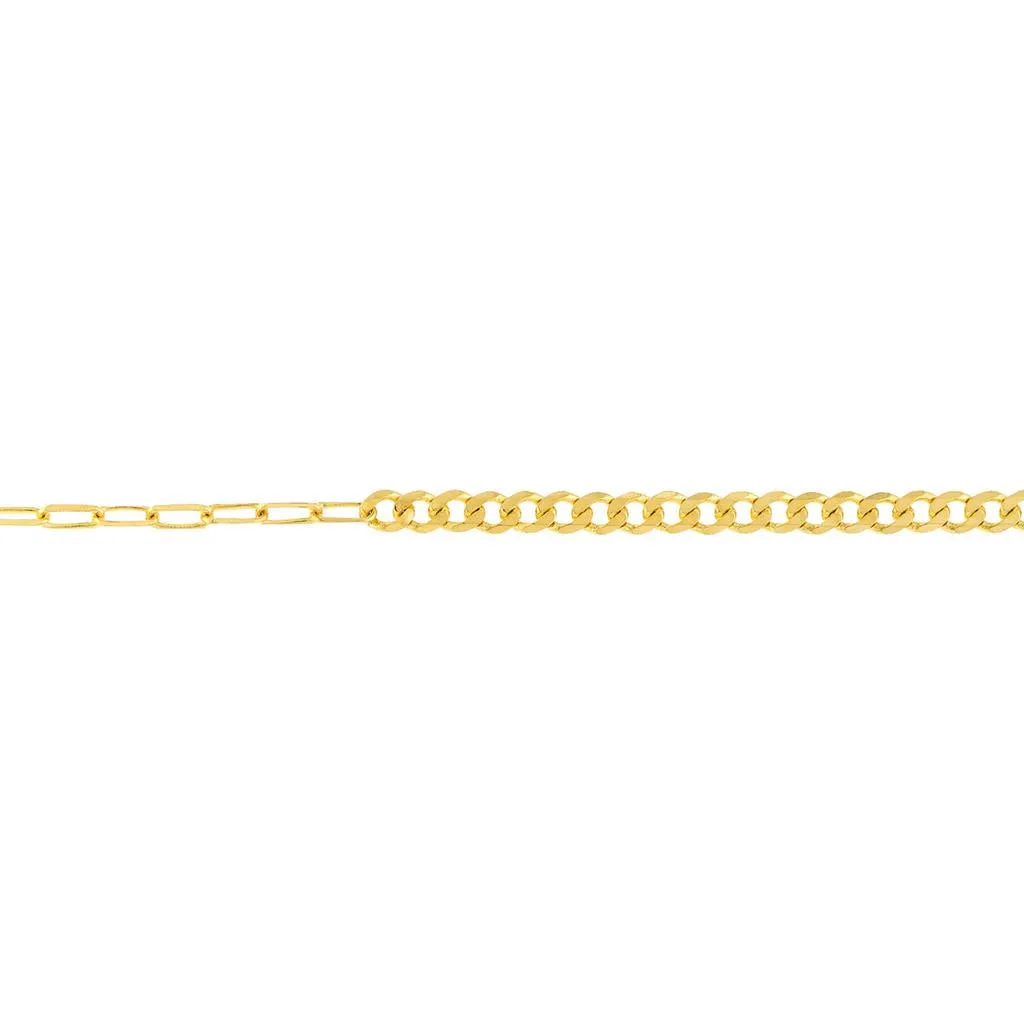 14K Yellow Gold 1.95mm 50/50 Curb   Paperclip Bracelet