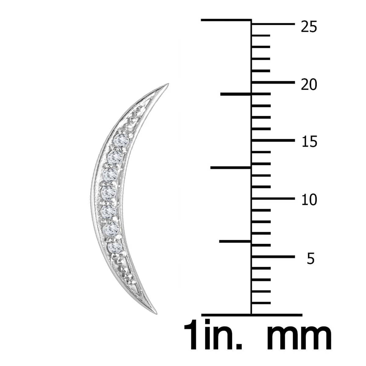 1/8 Ctw Genuine Diamond Moon Climber Earrings In 14K White Gold