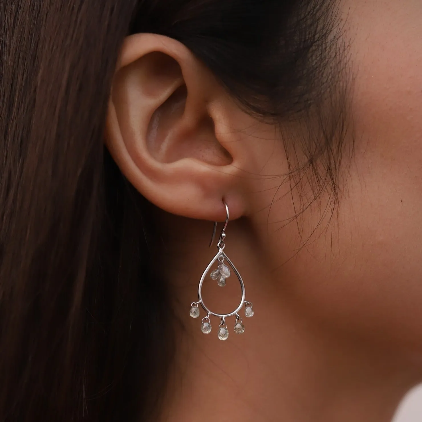 18K White Gold Diamond Cluster Earrings