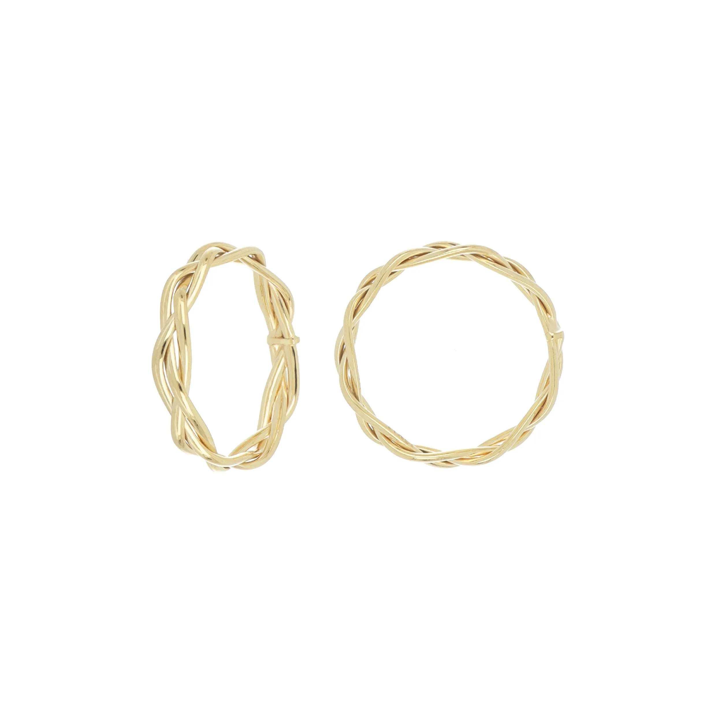 18K Yellow Gold Braided Ring Made With 3 Tubes