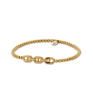 18K YELLOW GOLD DIAMOND LINK STRETCH BRACELET .04CT