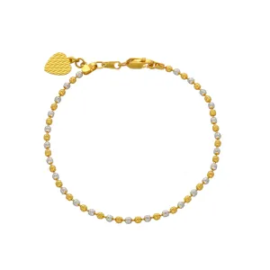 22K Multi Tone Gold Ball Bracelet W/ Heart Charm