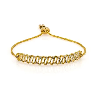 22K Multi Tone Gold Bracelet W/ Open Cut Design & Drawstring Closure