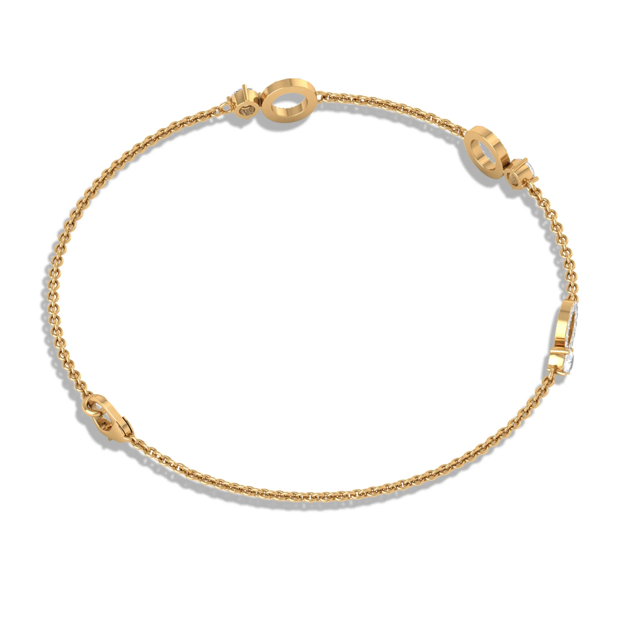 3/4 CT Round Zircon Minimal Station Chain Bracelet in Gold