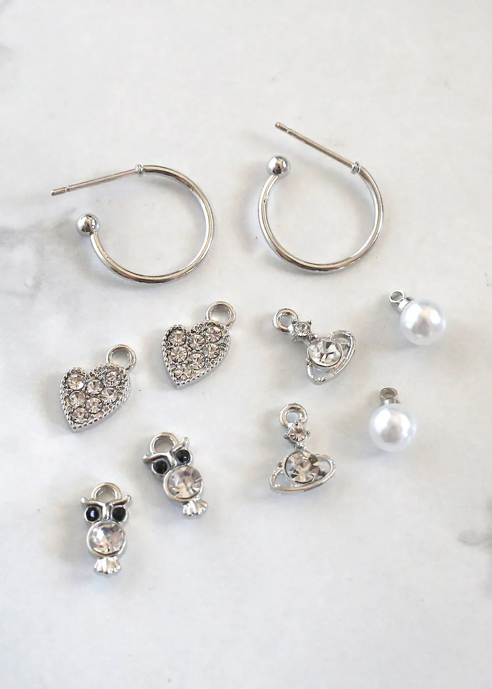 4-Pair Hoops with Unique Dangle Charms