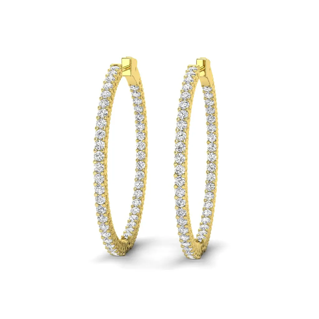 4.00 CT Round Cut Diamonds - Hoop Earrings