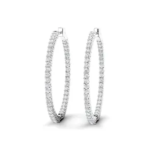 4.00 CT Round Cut Diamonds - Hoop Earrings