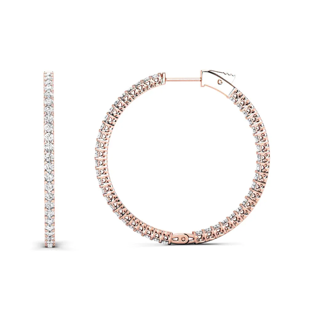 4.00 CT Round Cut Diamonds - Hoop Earrings