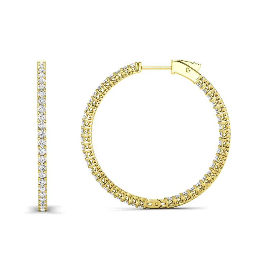 4.00 CT Round Cut Diamonds - Hoop Earrings