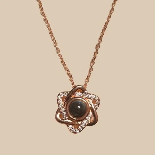 925 Sterling Silver Star of David Necklace CZ Swarovski Crystal Rose Gold Plated