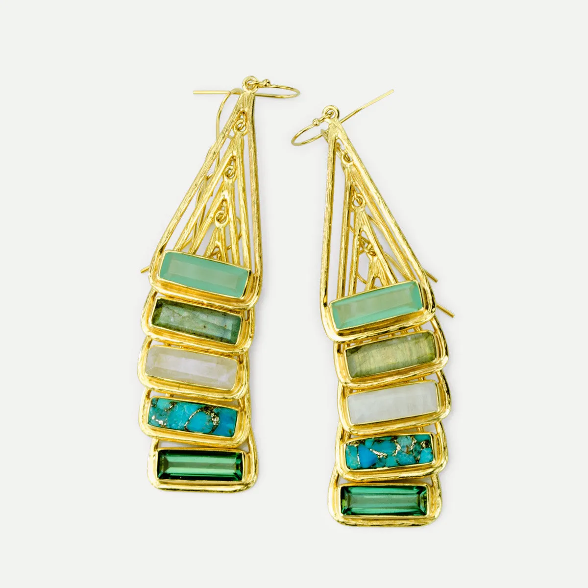 Adira Series: Copper Turquoise Triangle Bar Dangle Earrings