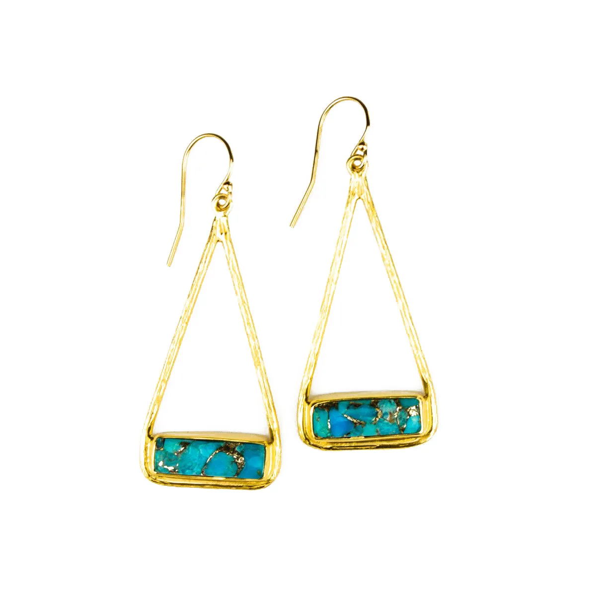 Adira Series: Copper Turquoise Triangle Bar Dangle Earrings