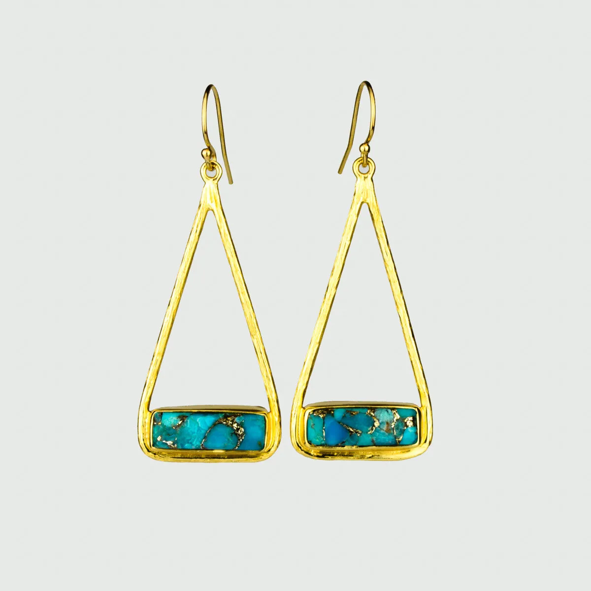 Adira Series: Copper Turquoise Triangle Bar Dangle Earrings