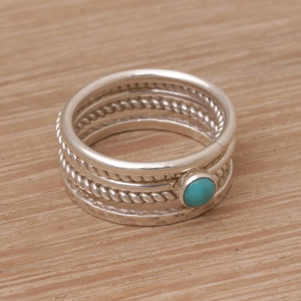 Alignment Handmade 925 Sterling Silver Turquoise Stacking Ring