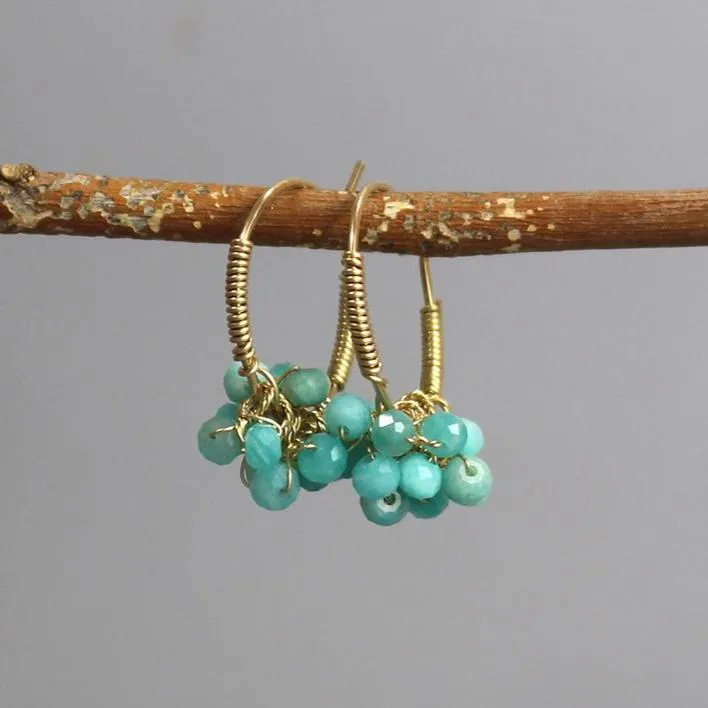 Amazonite Bouquet Hoop Earrings