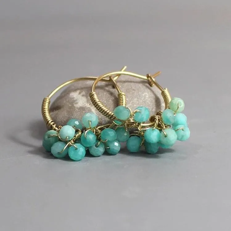 Amazonite Bouquet Hoop Earrings