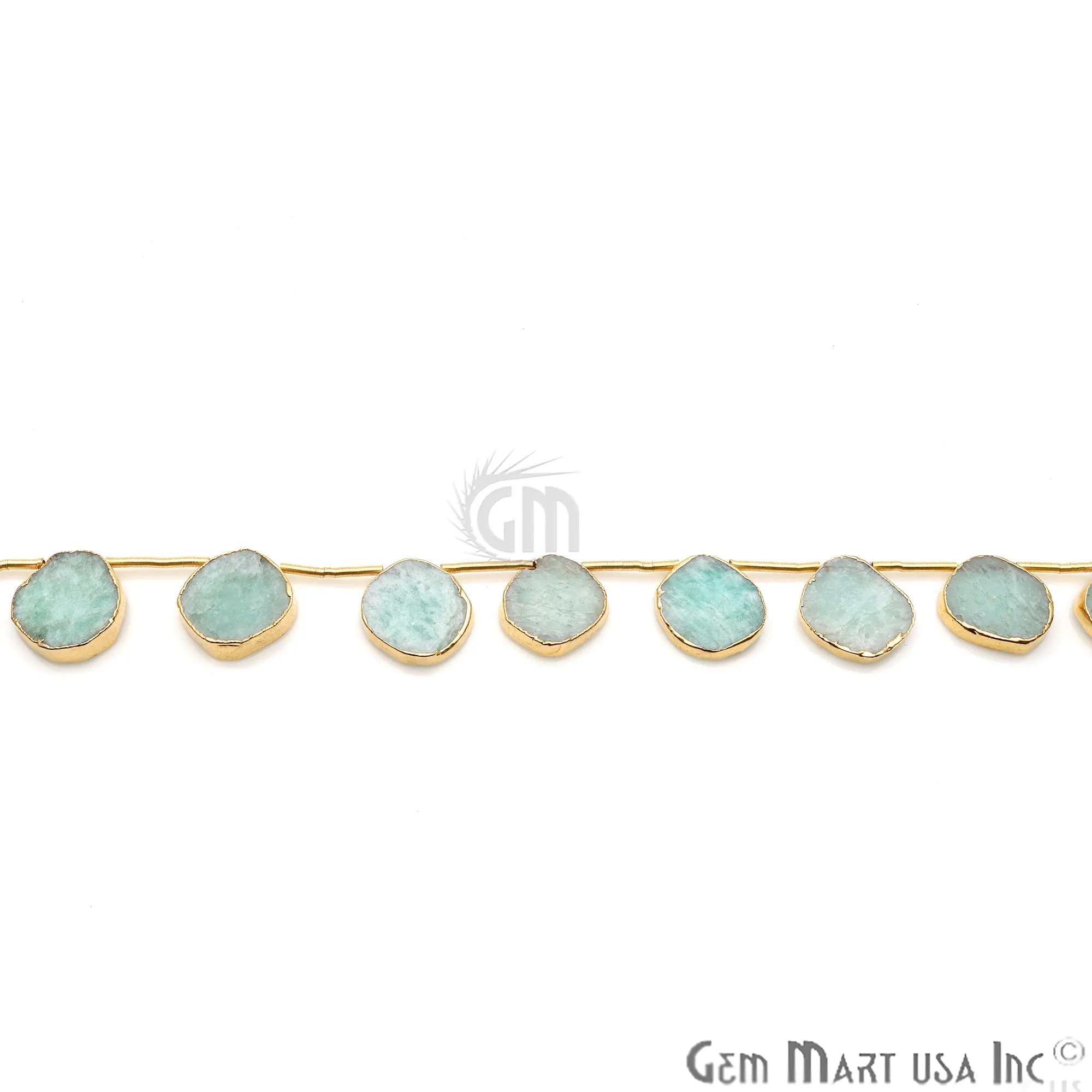 Amazonite Rough Beads, 9 Inch Gemstone Strands, Drilled Strung Briolette Beads, Free Form, 18x15mm