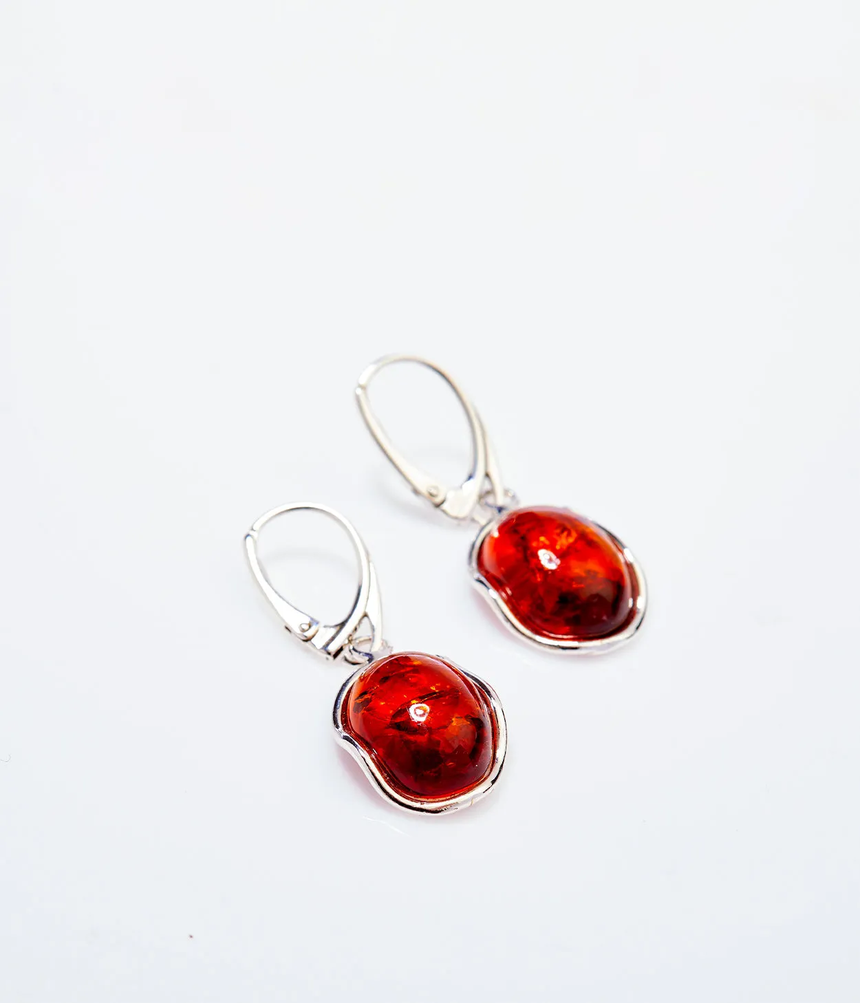 Amber Ripple Earrings - Elegant Baltic Amber and Sterling Silver Jewelry