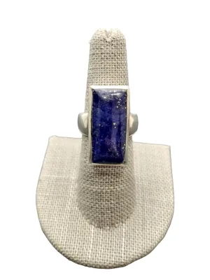 Artisan Crafted Sterling Silver Ring with Blue Lapis Size 7