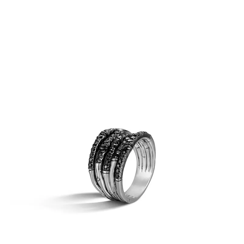 Bamboo Ring with Black Sapphire