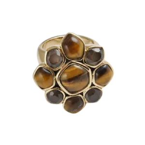 Barse Tiger Eye Flower Ring