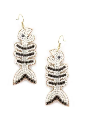 Beaded Fish Bone Earrings