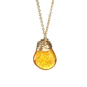 CAMILLA WEST JEWELLERY 'Reflected Sunlight' Amber Gemstone Pendant Necklace  - Gold | Silver Chain