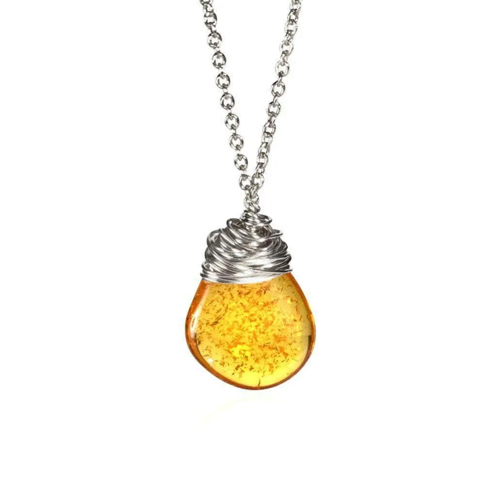 CAMILLA WEST JEWELLERY 'Reflected Sunlight' Amber Gemstone Pendant Necklace  - Gold | Silver Chain