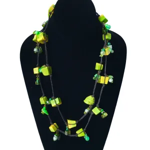 Candy Crunch Necklace: Green With Envy on Brown Cord