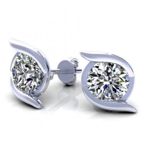 Captivating 0.50CT Round Cut Diamond Stud Earrings in 14KT White Gold