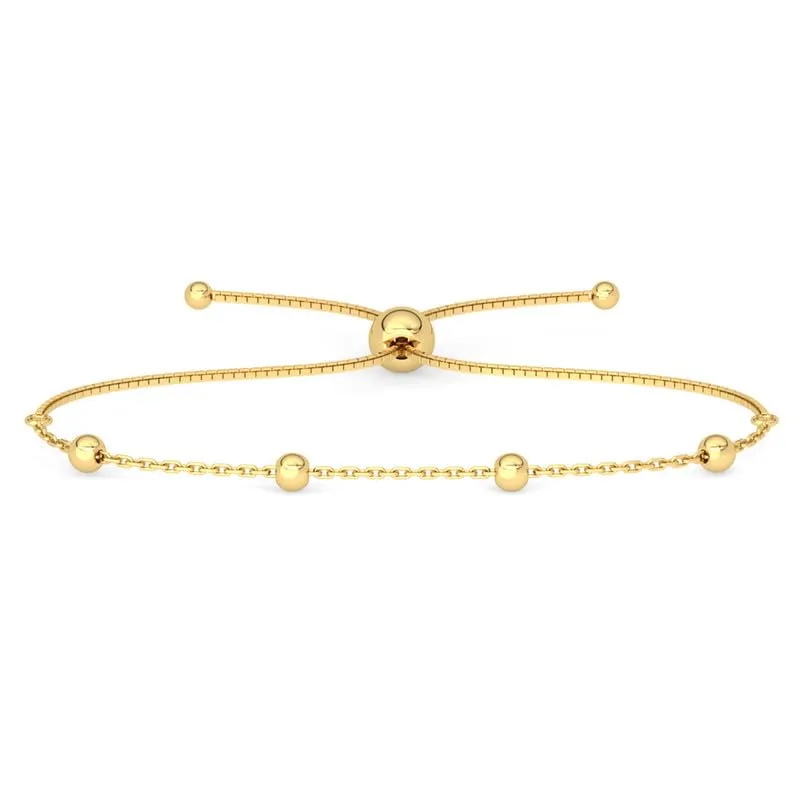 Clara 925 Pure Silver Golden Ball Chain Bracelet | Adjustable, Gold Plated, Anti Tarnish | Gifts for Women and Girls