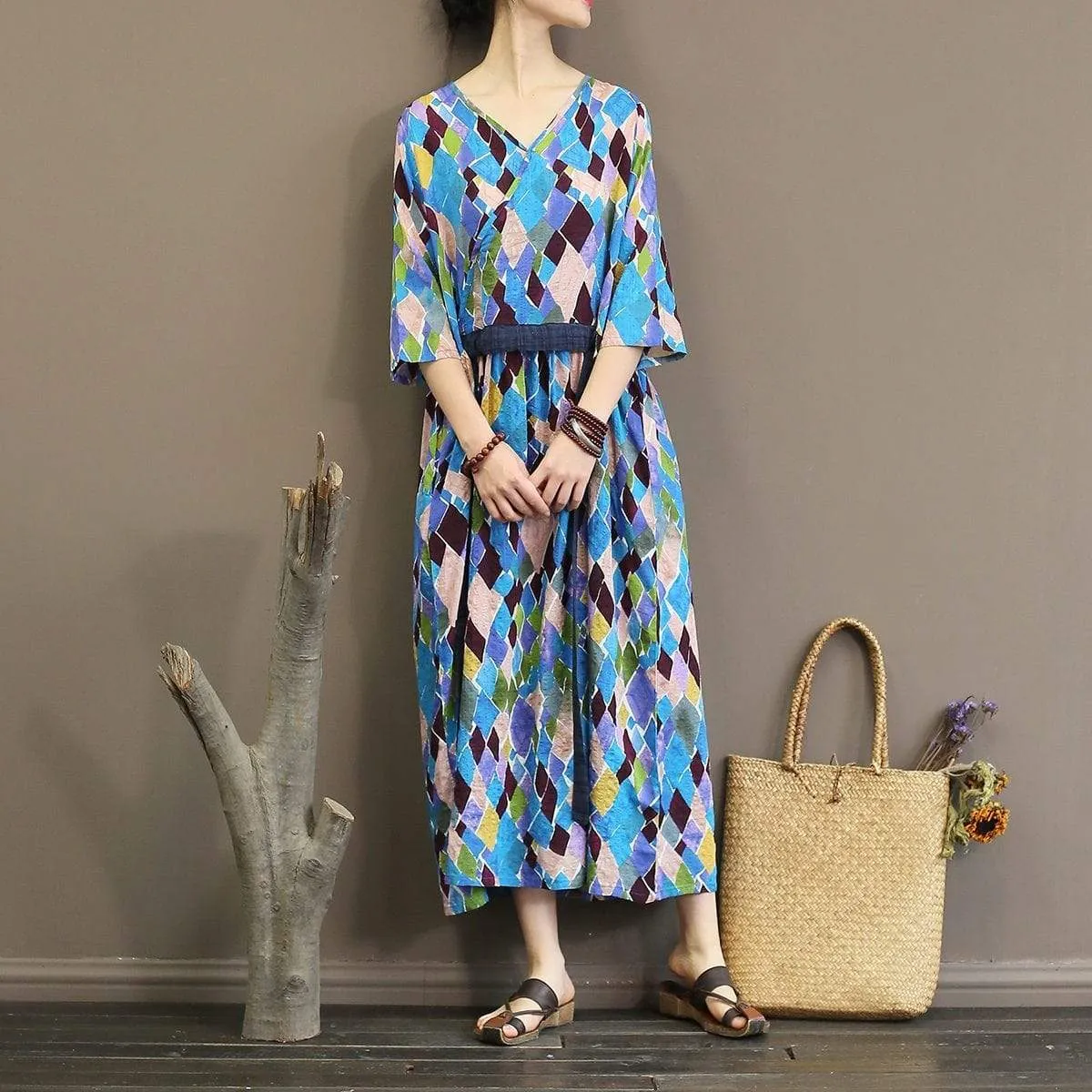 Colorful Diamond Midi Dress