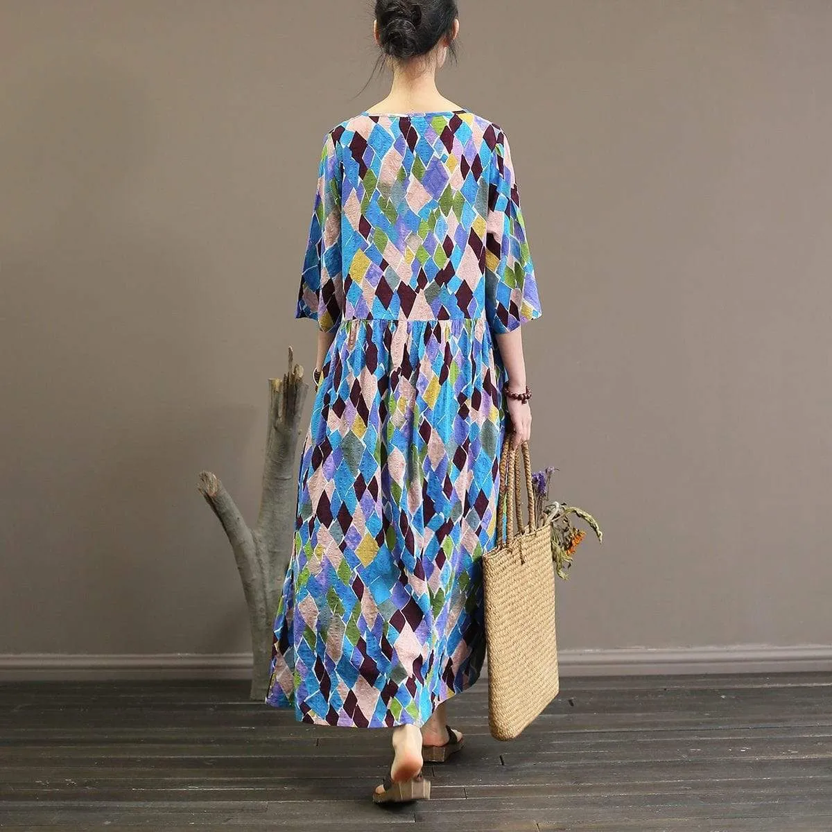 Colorful Diamond Midi Dress