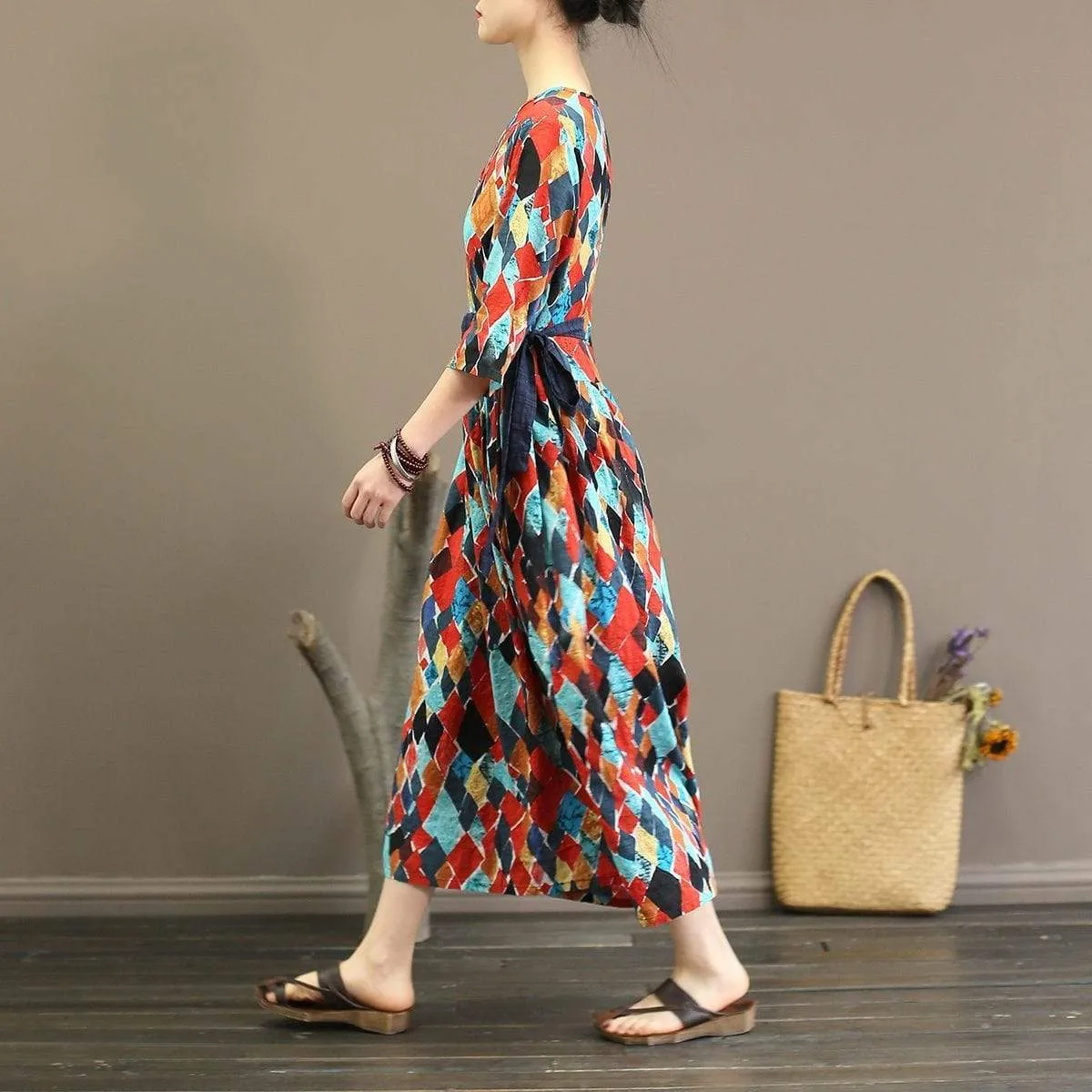 Colorful Diamond Midi Dress