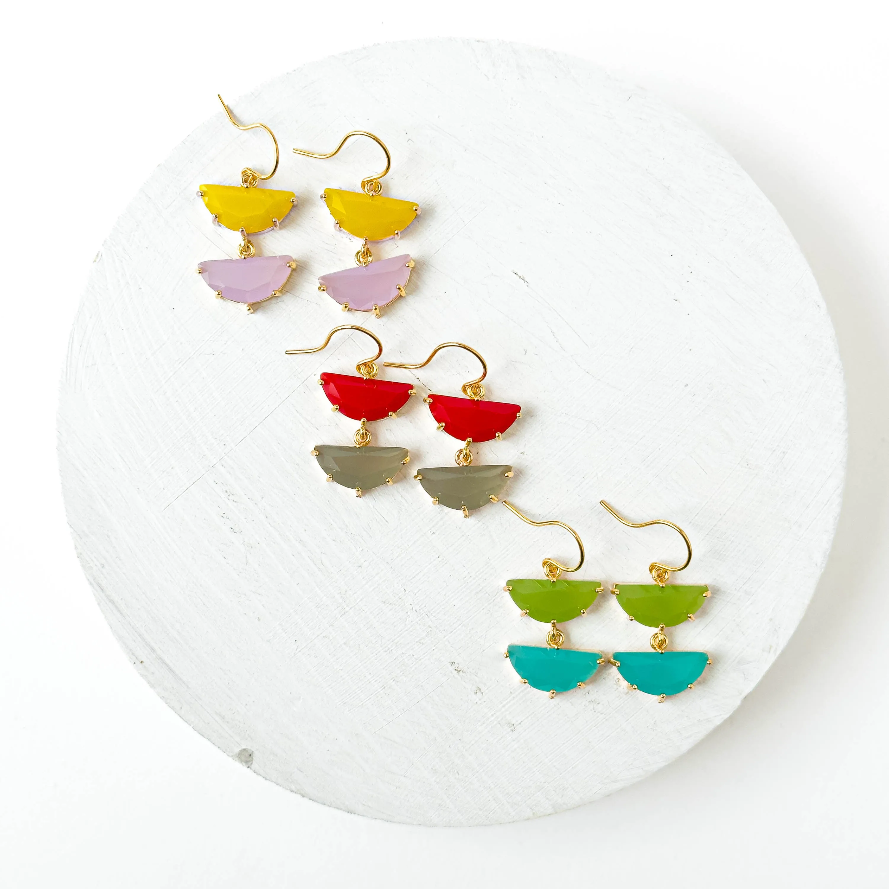 Colorful Half Moon glass Earrings