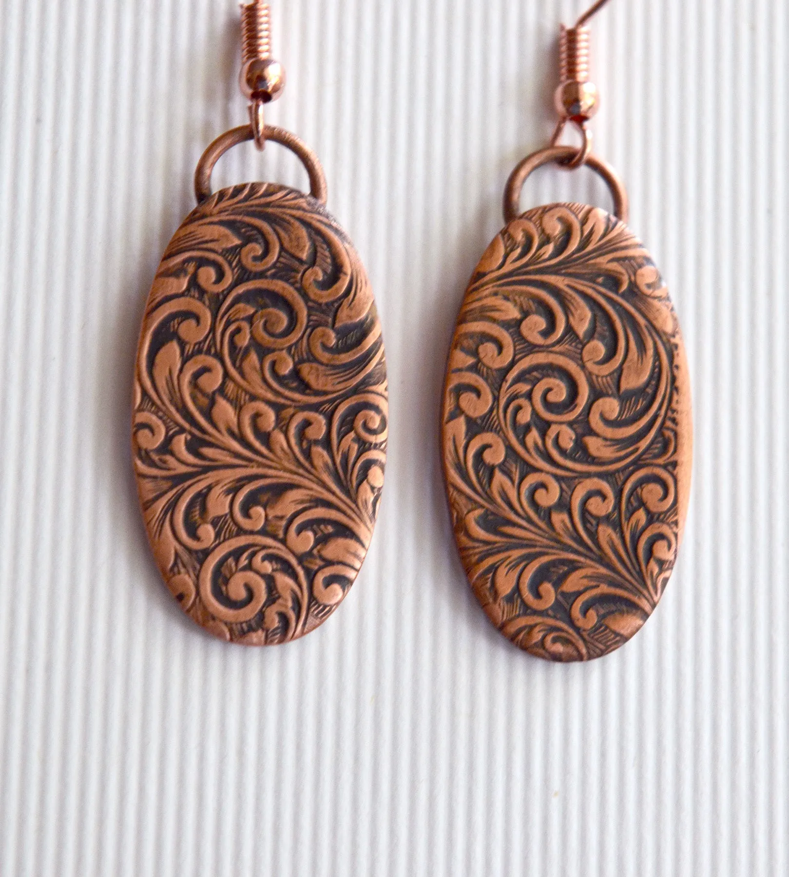 Copper Earrings Oval