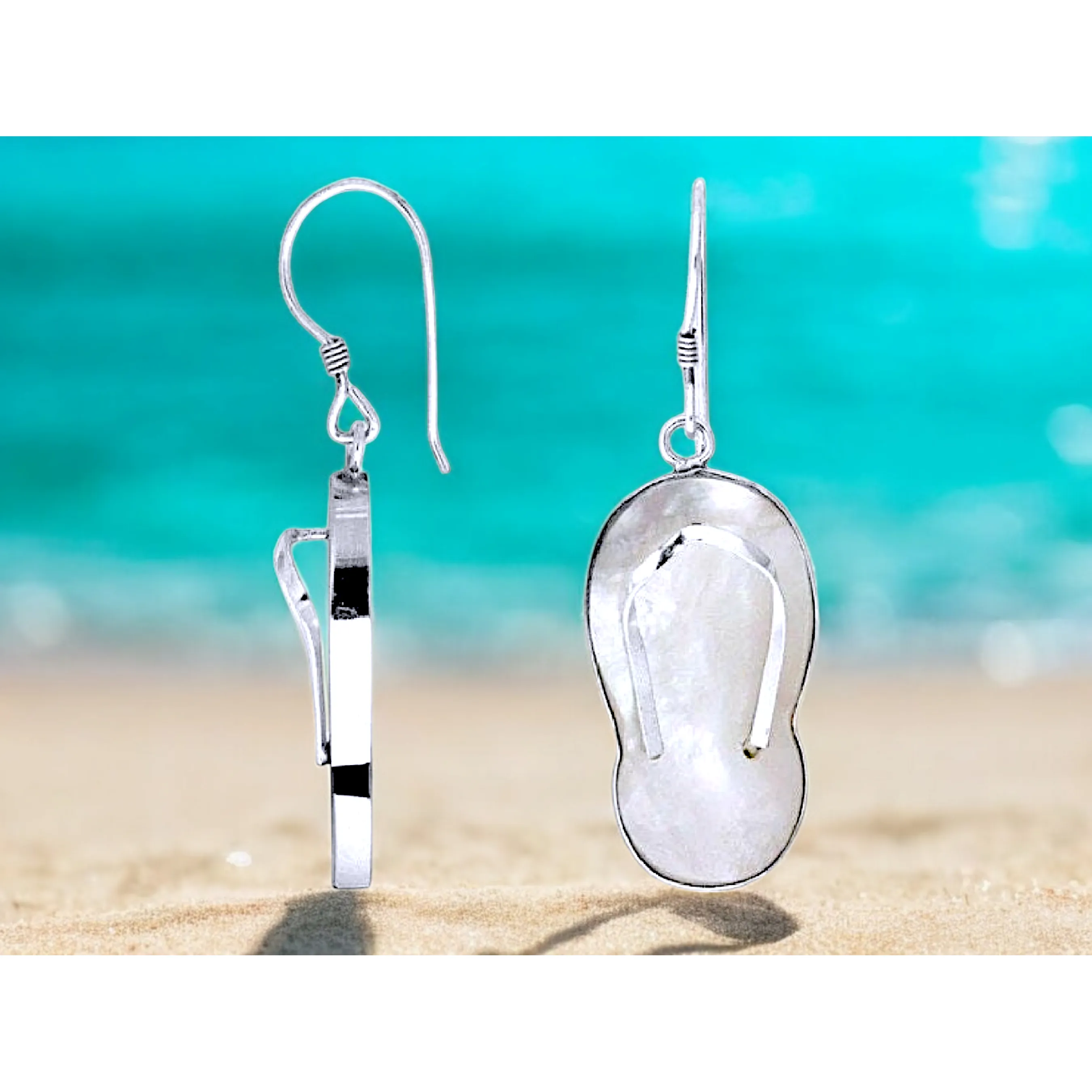 Creamy White Flip Flop Earrings