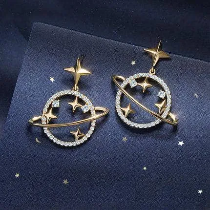 Created Diamond Unique Universe and Stars Earrings