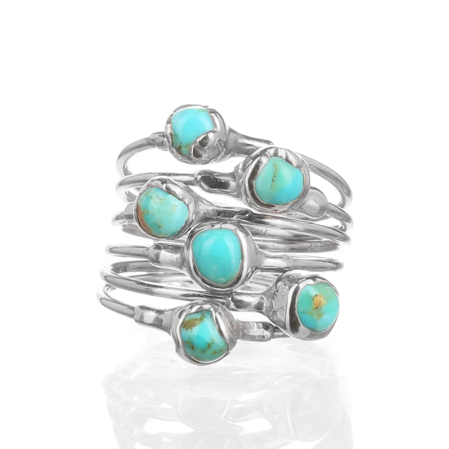 Dainty Raw Turquoise Ring in Sterling Silver