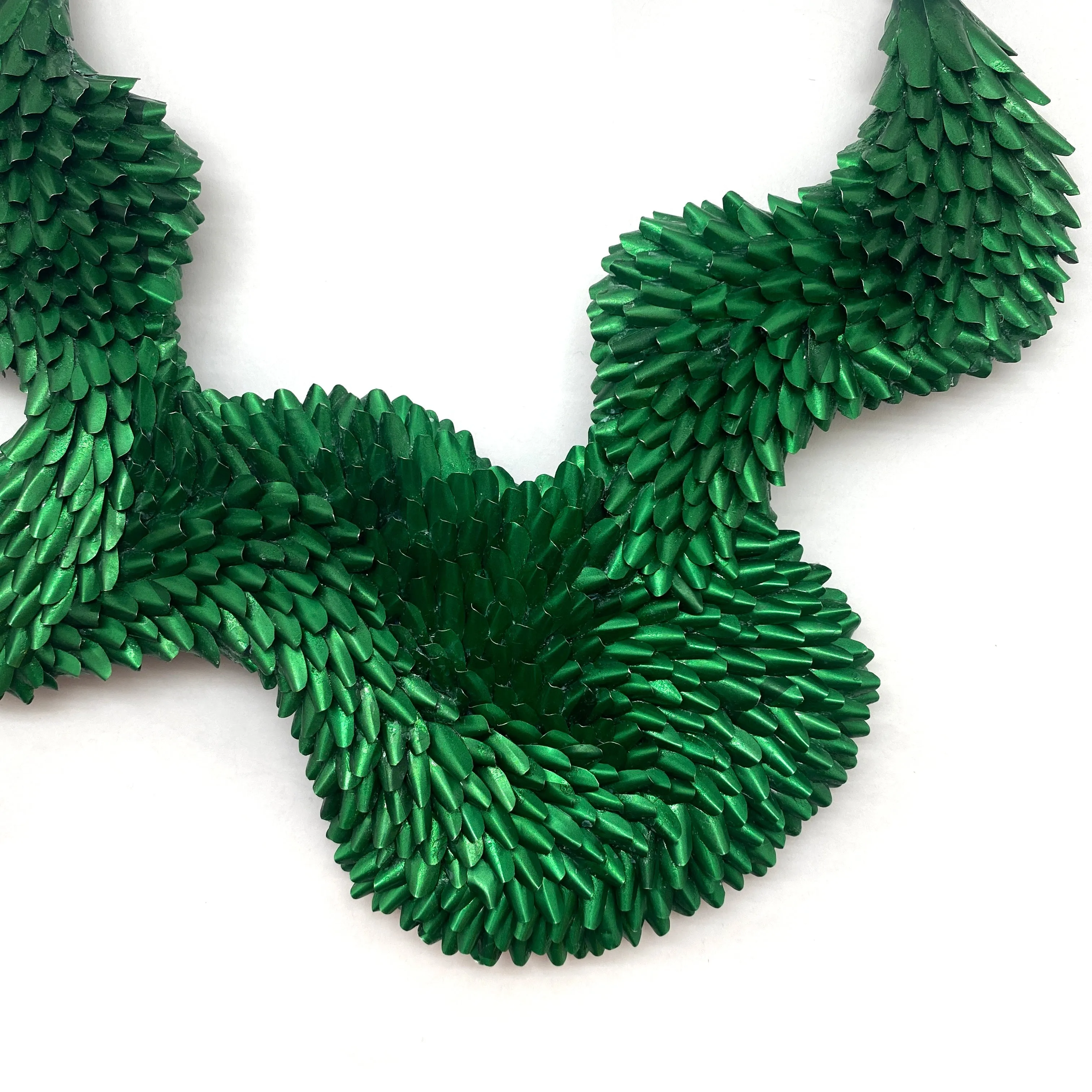 Dark Green Textured Aluminum Necklace