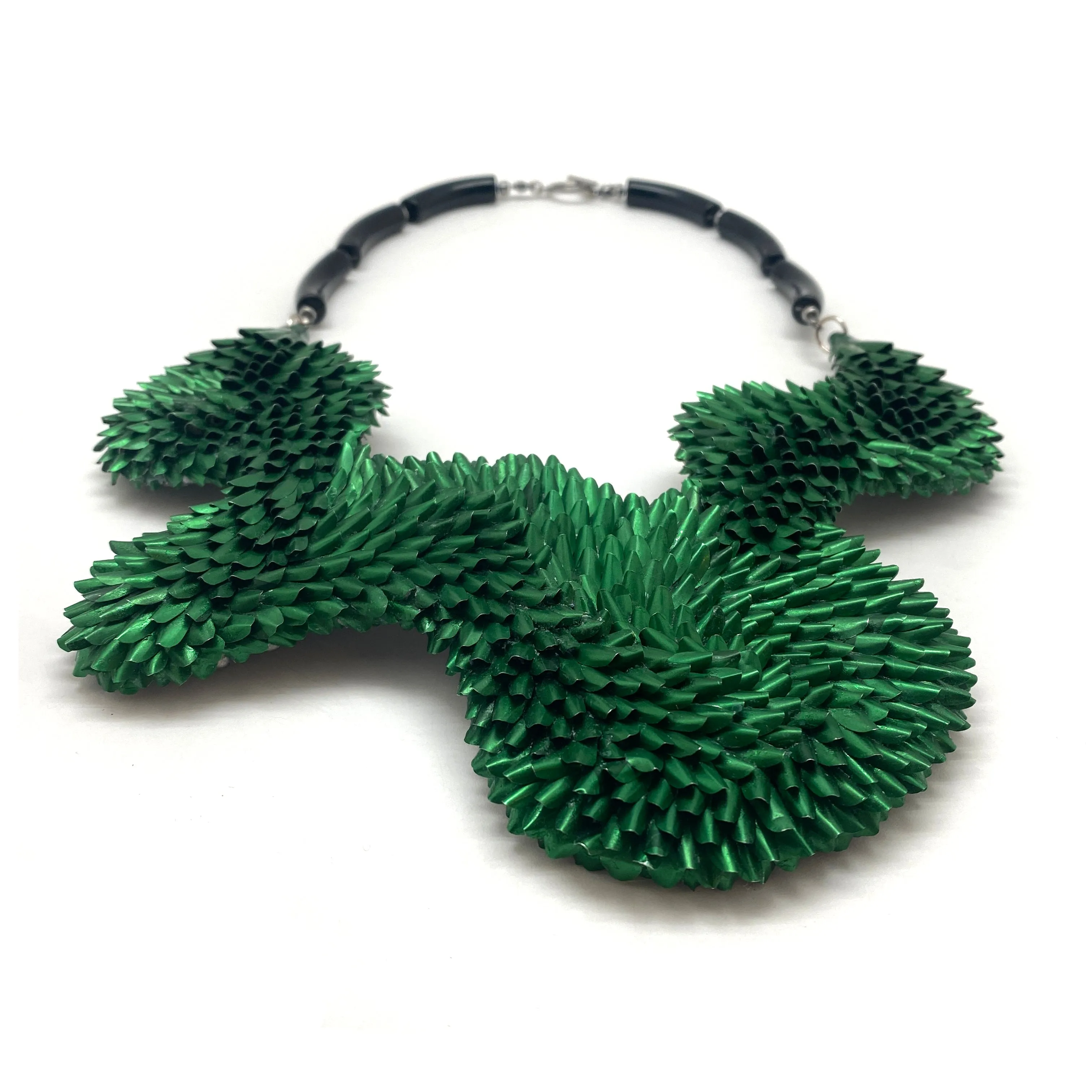 Dark Green Textured Aluminum Necklace