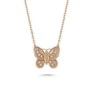 Delicate Butterfly Necklace With Pendant in Rose Gold