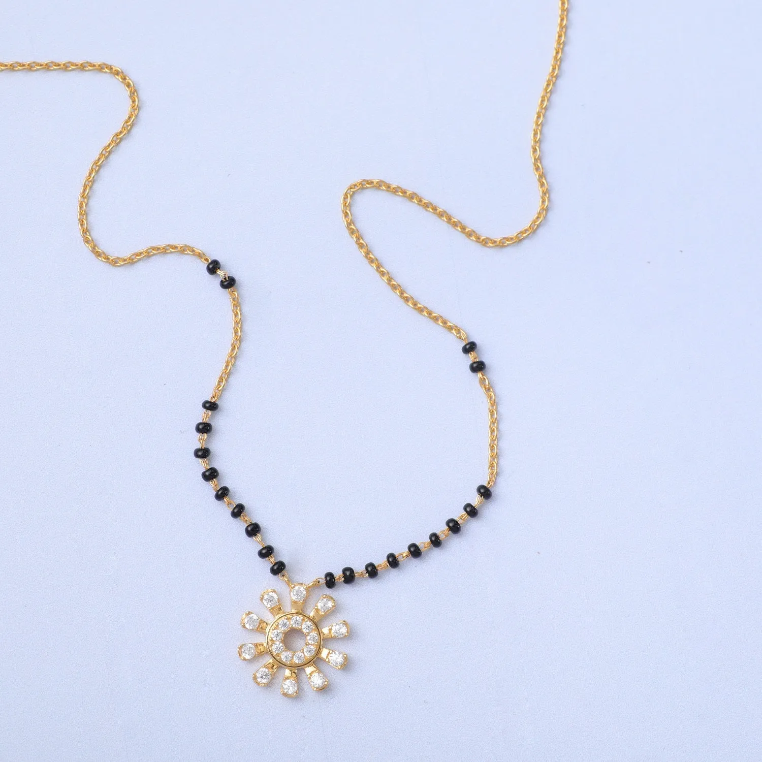 Delicate Floral CZ Silver Mangalsutra