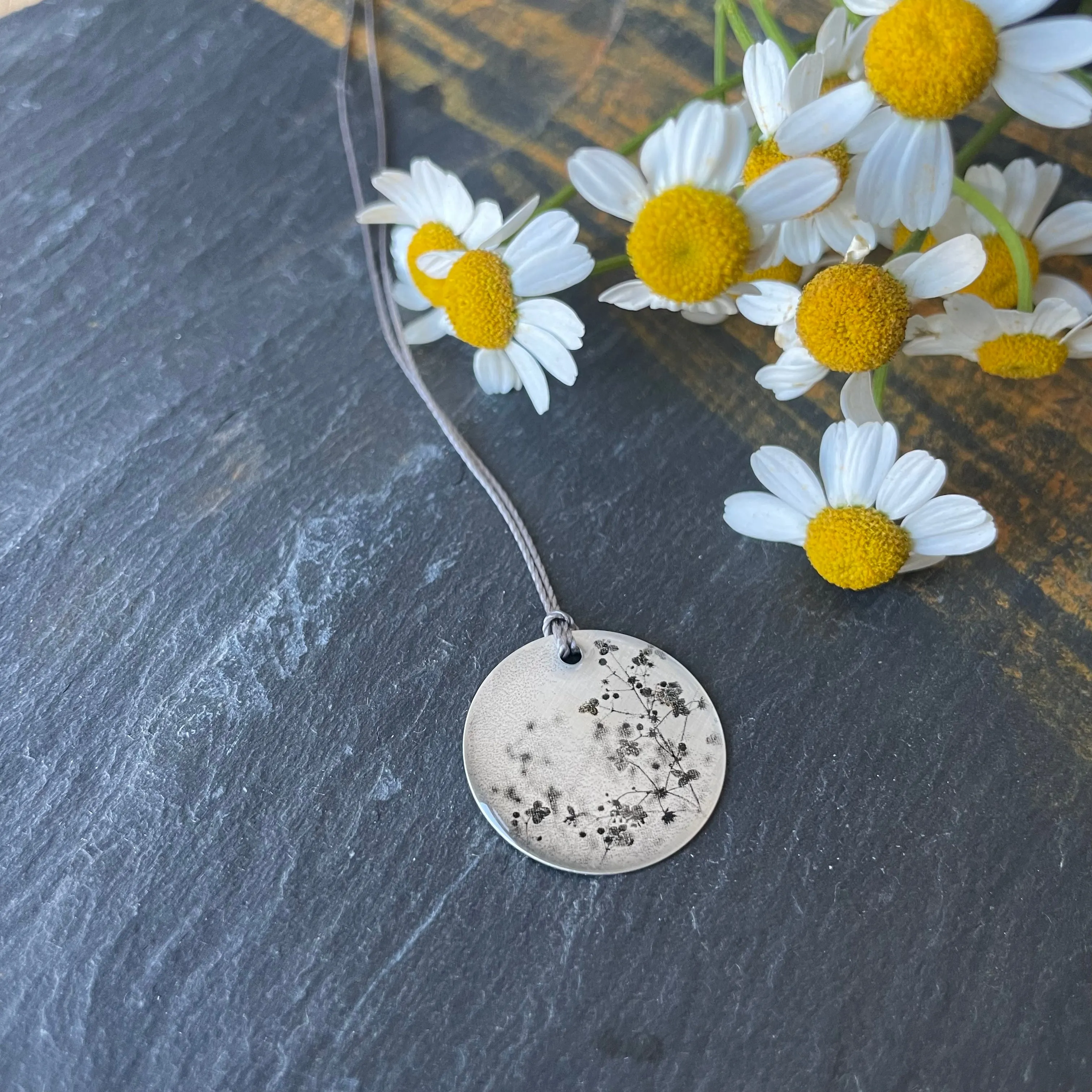 Delicate Flowers Photo Necklace by Everyday Artifact