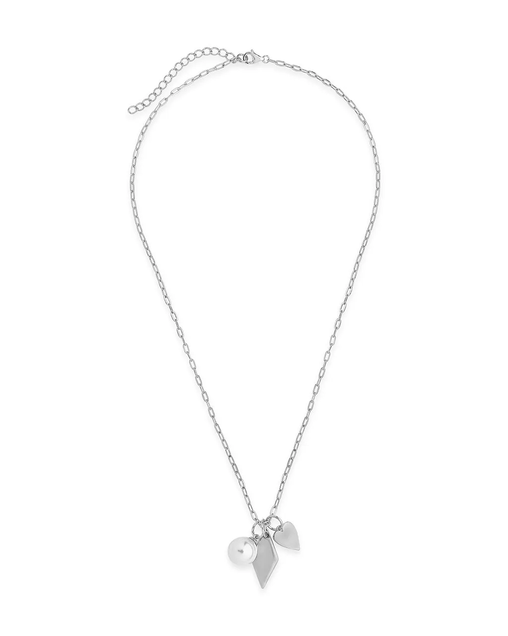 Delicate Sterling Silver Pearl & Charm Chain Necklace