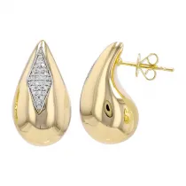 Diamond Accented Gold Drop Earring